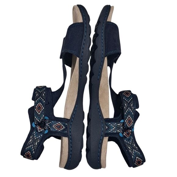 Clarks Amanda Step Riptape Summer Comfy Sandals  Navy Suede Size 11 - Picture 5 of 13